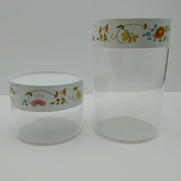 Pyrex Stack n See Wildflower Canisters Corning Floral Glass Storage Jars - Picture 2 of 5